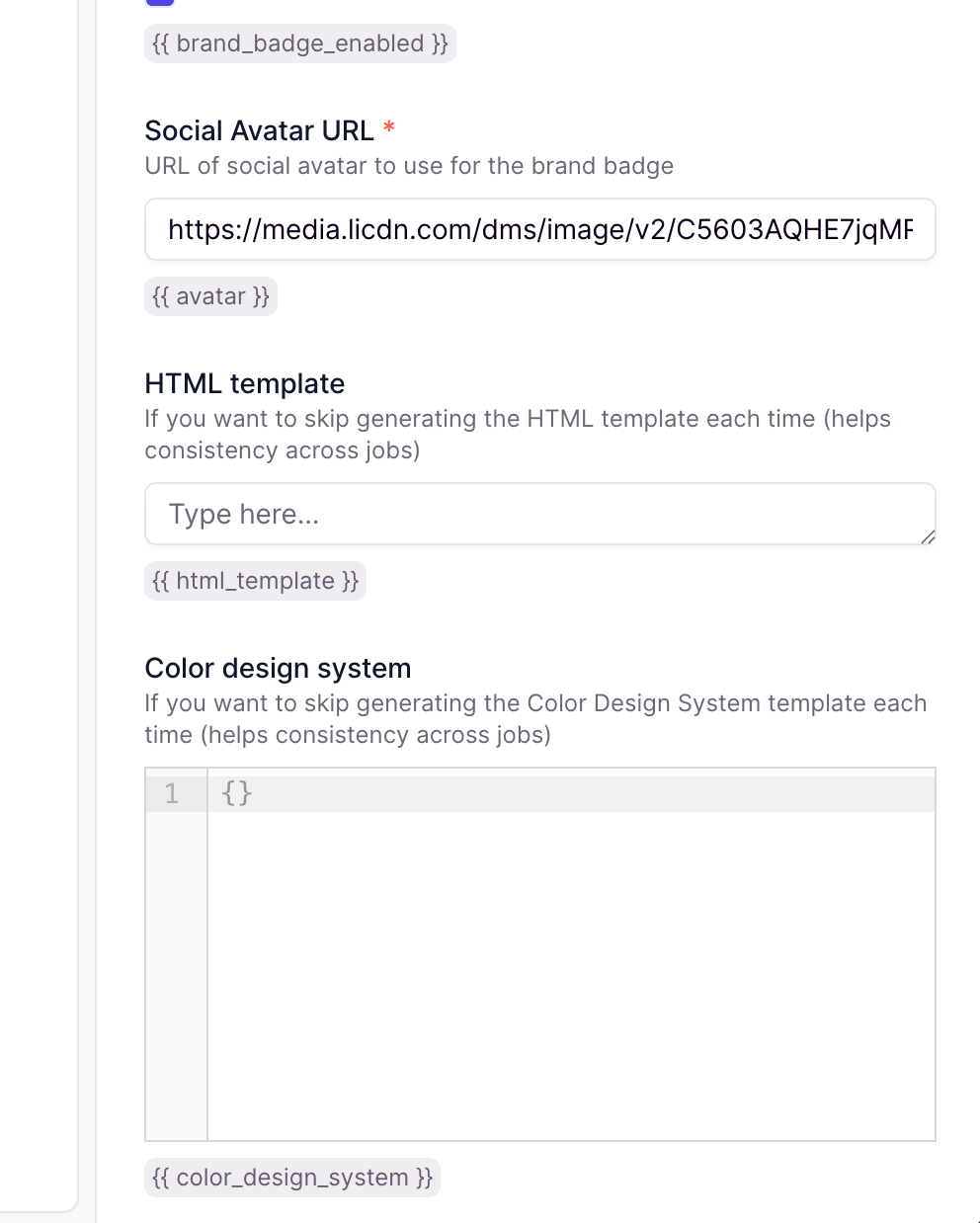 Output configuration options