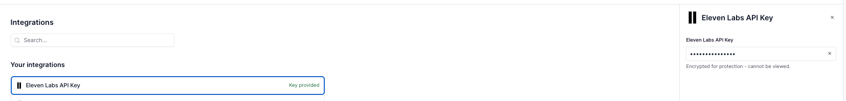 Add ElevenLabs API key to integrations