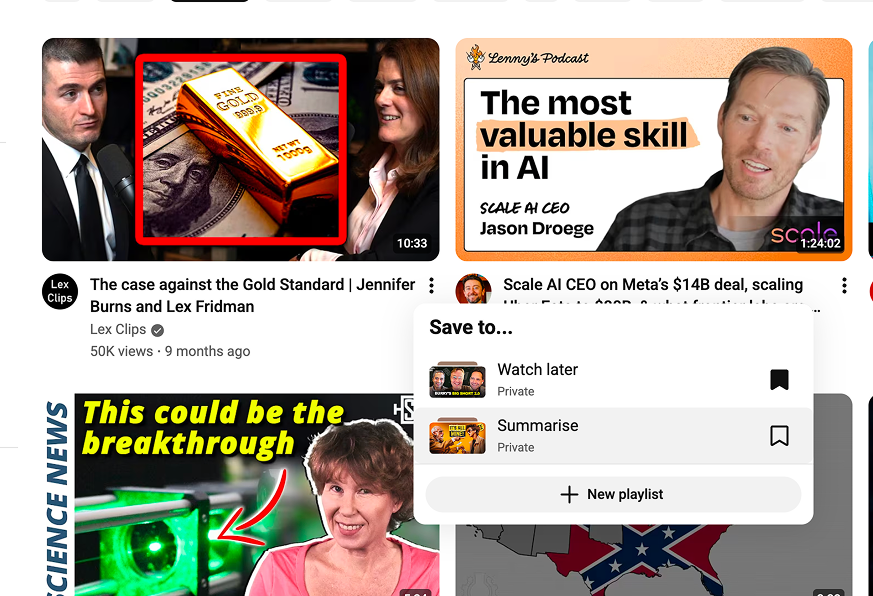 Adding videos to your Summarize playlist
